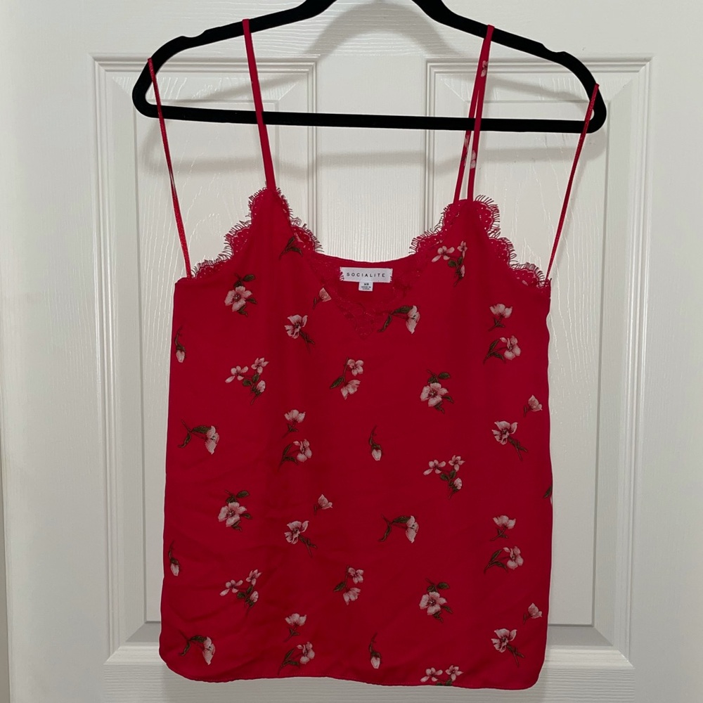 Nordstrom Socialite Red Floral Tank Top